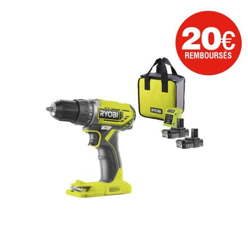 Perceuse Visseuse RYOBI - R18DD2-220S - 18V One Plus - 2 batteries 2,0Ah - 1 chargeur