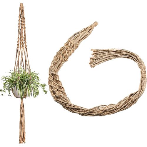 1Pc Macramé Suspendu Plante Pot ,Plante Suspension Porte Corde de Jute Décoration Intérieur Bohême Coton Pot de Fleur Plant Hanger