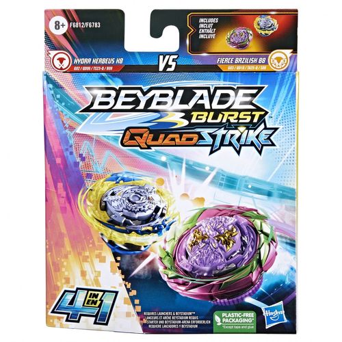Beyblade Burst Quadstrike Dual Pack Fierce Bazilisk B8 Et Hydra Kerbeus K8