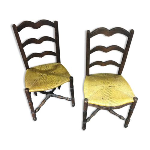 Paire De Chaises Rustiques Bois