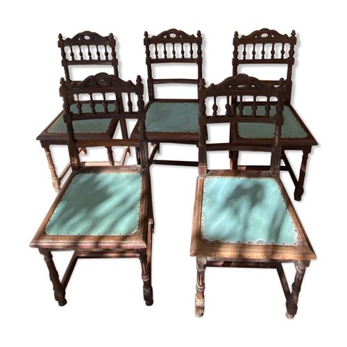Lot 5 Chaises Style Henri Ii Bois