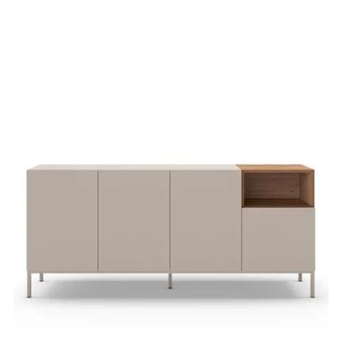 Drawer - Quenor - Buffet 4 Portes En Bois Et Métal L180cm - Beige
