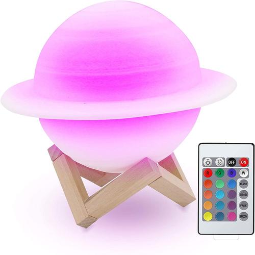 Lampe LED tactile en bois 3D avec télécommande, 16 couleurs