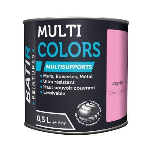 BATIR PEINTURES - Peinture Batir Multi-Supports Satin Soyeux 0,5 L rose camélia