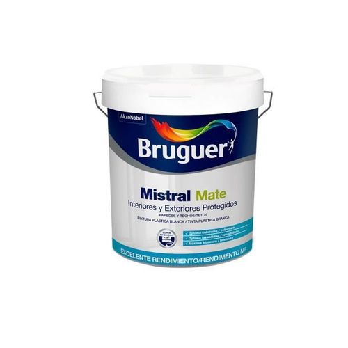 GENERIQUE - Peinture Plastique Blanche Mat Mistral 4 Litres. Bruguer Pour Interieur Et Exterieur. 5586674