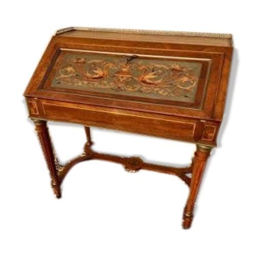 Bureau De Pente En Noyer Et Laiton Style Louis Xvi Bois