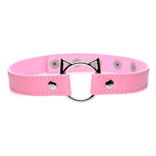 Kinky Kitty Ring Slim Choker - Pink