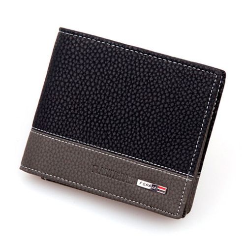 Porte-monnaie pour homme en cuir nubuck avec coutures zippées, porte-monnaie, noir,LV1479