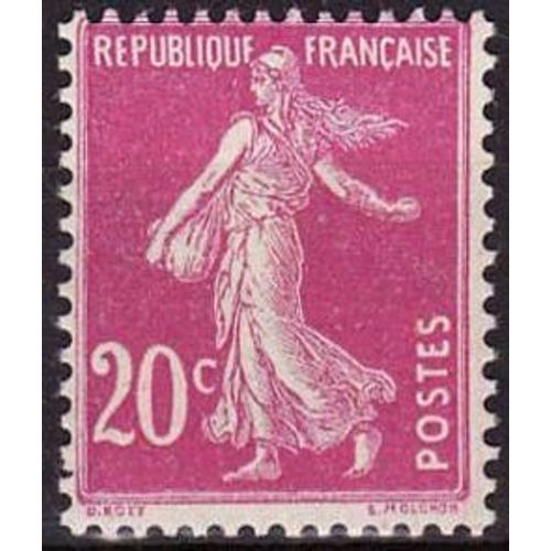 Timbre France 1924 Oblitéré - Semeuse Fond Plein - 20c Yt190
