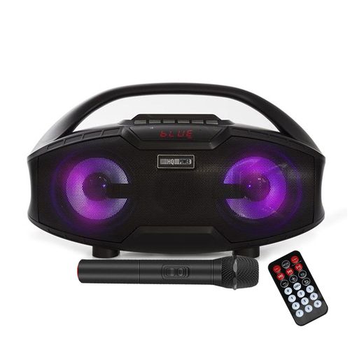 Enceinte bluetooth FluidE Bazooka HQSA1041, 2x15W, MP3 / SD / USB / AUX, avec Microphone VHF sans fil Festisound