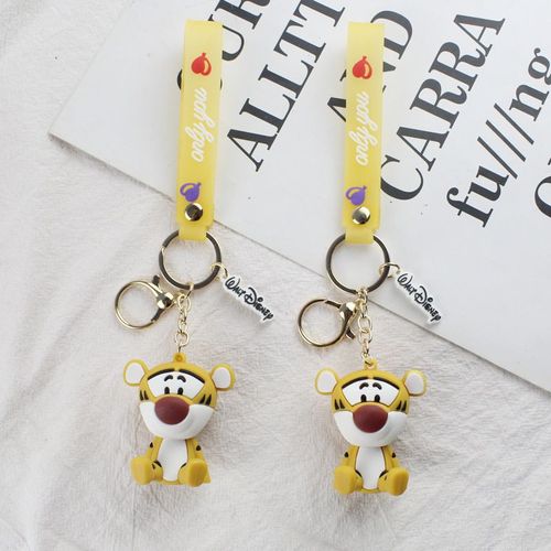 2pcs Tigrou Poupée Porte-Clés Pendentif Mâle Silicone Sac Clé De Voiture