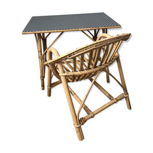 Bureau Et Chaise En Rotin Pour Enfant Bois