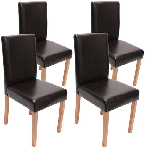 Lot De 4 Chaises De Salle À Manger Cuisine En Cuir Marron Pieds En Bois Clair Design Moderne 04_0000557