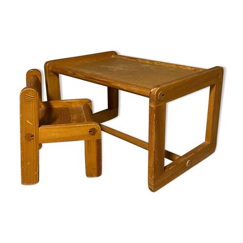 Chaise Et Bureau Brutaliste Pour Enfant Habitat 1970 Bois