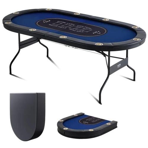 Table De Poker Pliable 214 Cm-Vevor-Table De Casino Blackjack Texas Holdem-Avec Rails Rembourrés Et Porte-Gobelets