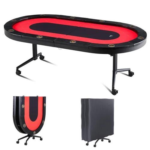 Table De Poker Pliable 229 Cm-Vevor-Pour 10 Joueurs-Table De Casino Blackjack Texas Holdem Avec Rails Rembourrés Et Porte-Gobelets