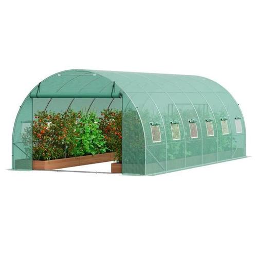 Serre Tunnel Jardin-Vevor-590x295x198 Cm-Tente Abri Plantes Avec Cadre En Acier Galvanisé-Pour Extérieur Cultiver Légumes Fleurs