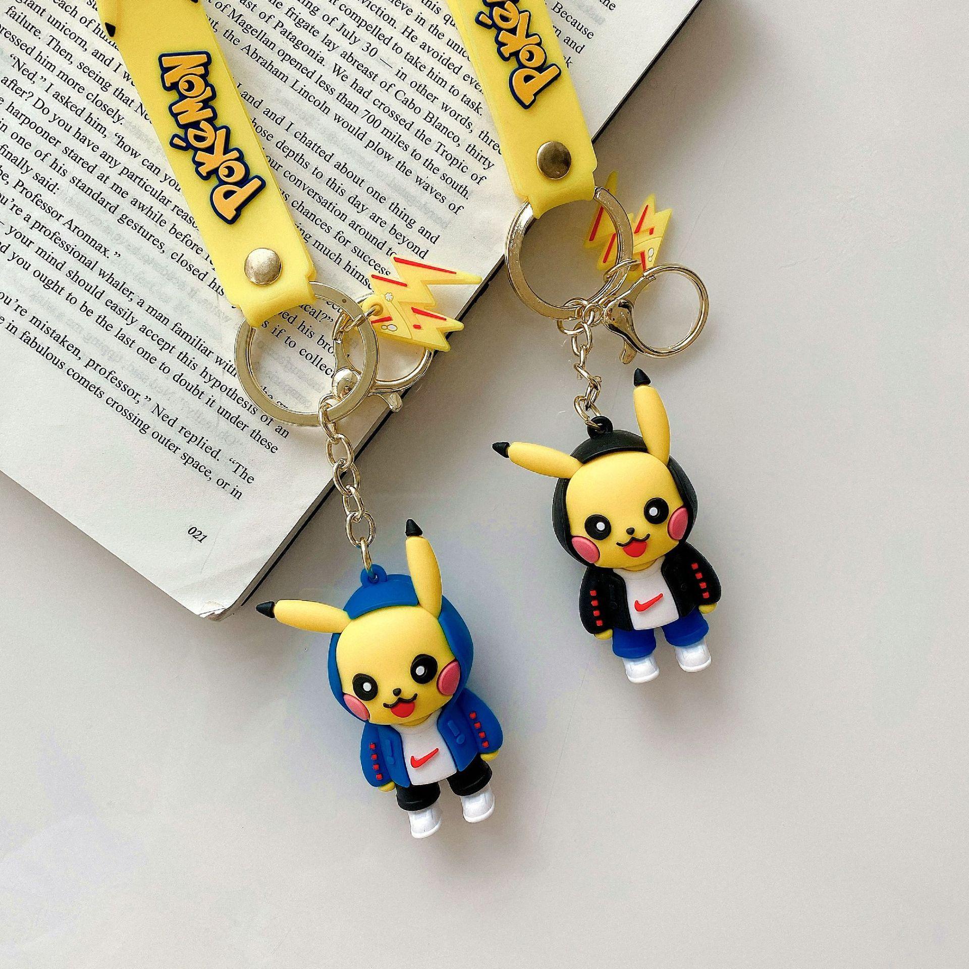 2pcs Porte-clés poupée Pikachu anime sac pendentif porte-clés Pokémon