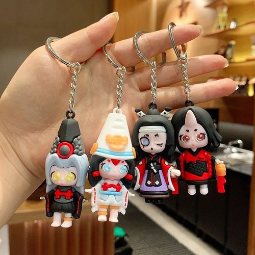 2pcs Onmyoji Porte-Clés Kagura Poupée Pendentif Couple Sac Voiture Poupée Pendentif