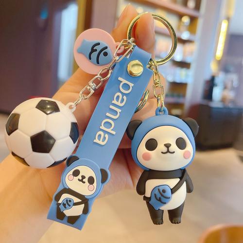 2pcs Football Panda Porte-Clés Dundun Poupée Porte-Clés Pendentif Voiture Sac Ornement