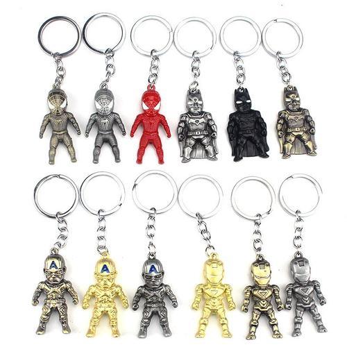 2pcs Marvel Avengers Alliance Iron Man Porte-Clés Pendentif Voiture Porte-Clés Poupée En Métal