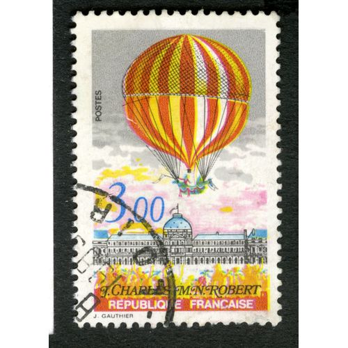 Timbre Oblitéré J.Charles.M.N.Robert,Postes,République Française,Gauthier,3,00