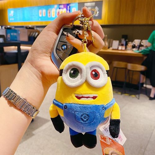 2pcs Peluche Minions Porte-Clés Couple Poupée Sac Pendentif