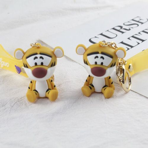 2pcs Tigrou Poupée Porte-Clés Pendentif Mâle Silicone Sac Clé De Voiture