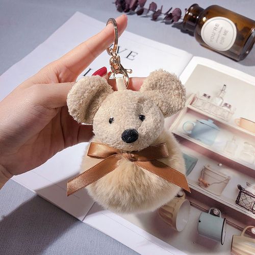 2pcs Année Du Rat Doux Mignon En Peluche Souris Porte-Clés Boule De Fourrure Poupée Poupée Pendentif Réunion Annuelle Femmes Sac Décoration