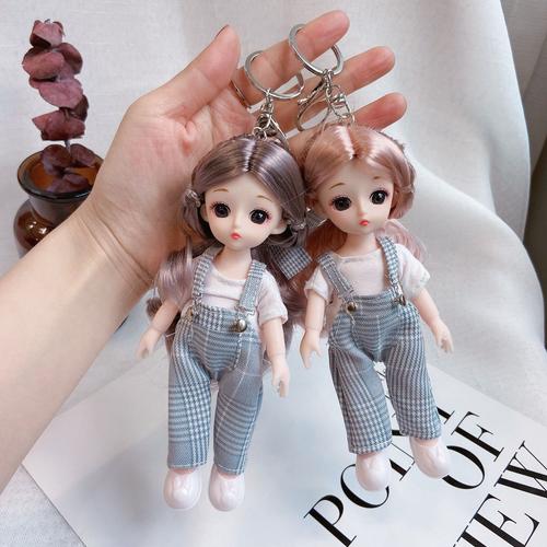 2pcs Bavoirs cheveux longs poupée poupée porte-clés filles pendentif main compagnon cadeau