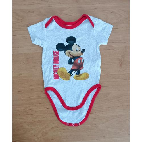 Body Mickey. Manches Courtes. Disney Baby. Coton. 6 Mois