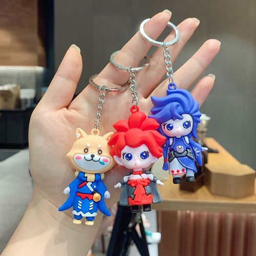 2pcs Onmyoji Porte-Clés Kagura Poupée Pendentif Couple Sac Voiture Poupée Pendentif