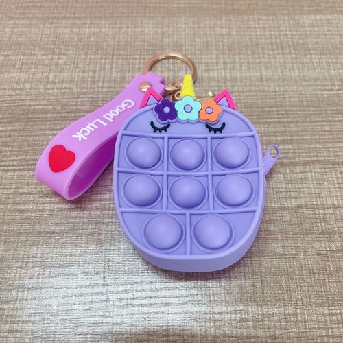 2pcs Rat Pioneer Silicone Jouet Licorne Couleur Bulle Porte-Monnaie Porte-Clés