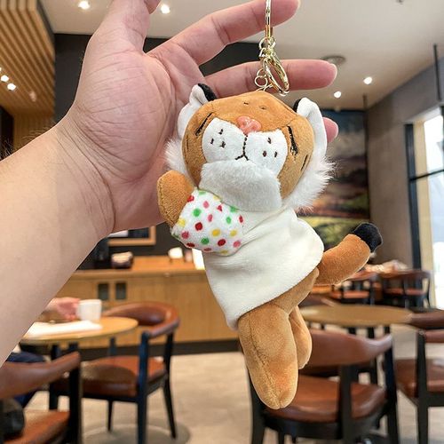 2pcs Petit Tigre En Peluche Poupée Pendentif Porte-Clés Poupée Saisir Machine Poupée Cartable Pendentif Porte-Clés