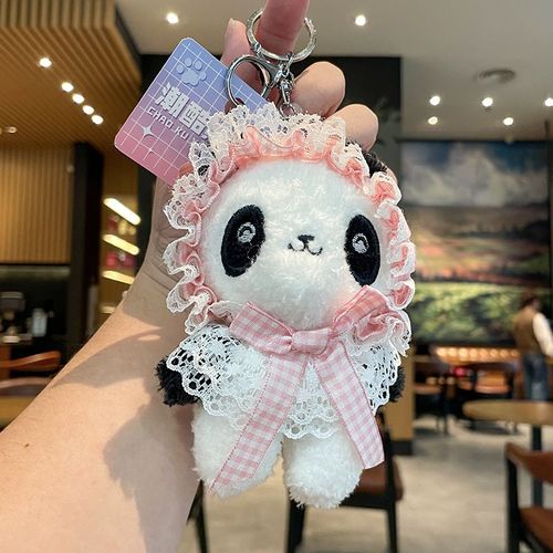 2pcs Lolita Panda Poupée Porte-Clés Peluche Poupée Poupée Clé Pendentif Cartable Pendentif