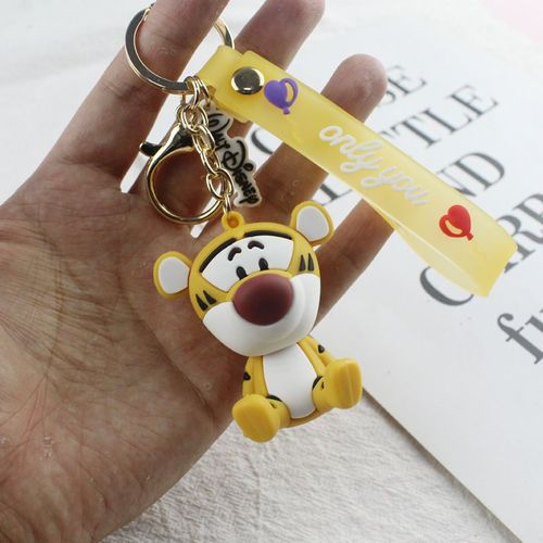 2pcs Tigrou Poupée Porte-Clés Pendentif Mâle Silicone Sac Clé De Voiture