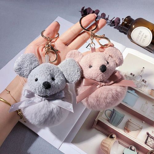 2pcs Année Du Rat Doux Mignon En Peluche Souris Porte-Clés Boule De Fourrure Poupée Poupée Pendentif Réunion Annuelle Femmes Sac Décoration