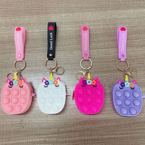 2pcs Rat Pioneer Silicone Jouet Licorne Couleur Bulle Porte-Monnaie Porte-Clés