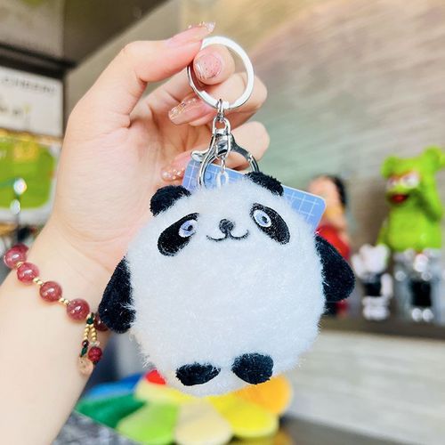 2pcs Panda Poupée Couple Porte-Clés Peluche Poupée Porte-Clés Sac Pendentif