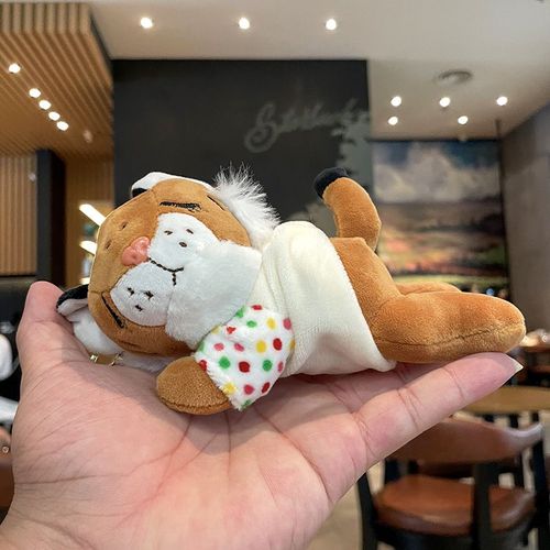 2pcs Petit Tigre En Peluche Poupée Pendentif Porte-Clés Poupée Saisir Machine Poupée Cartable Pendentif Porte-Clés