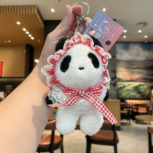2pcs Lolita Panda Poupée Porte-Clés Peluche Poupée Poupée Clé Pendentif Cartable Pendentif