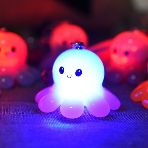 2pcs Porte-Clés Acrylique Pieuvre Avec Poupée Pieuvre Légère Pendentif Lumineux Couple Porte-Clés De Voiture
