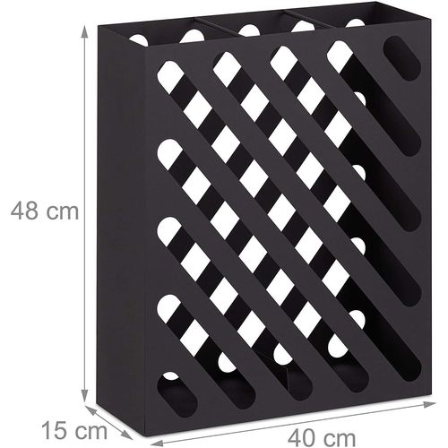 Grand porte-parapluie rectangulaire design acier noir Helloshop26 13_0002211_2