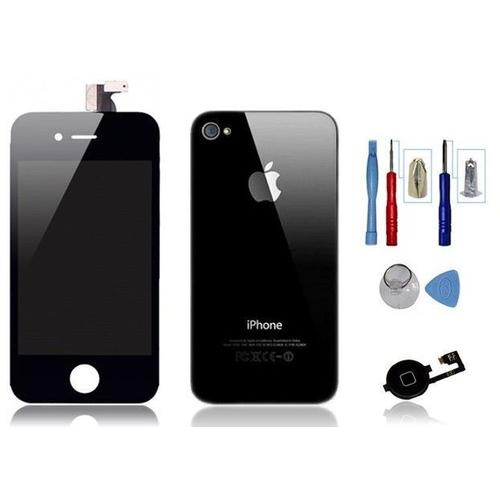 Kit Transformation Iphone 4s Noir : Ecran + Vitre Arrière + Bouton Home + Outils