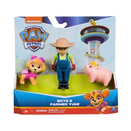 Coffret Pat Patrouille Fermière Yumi + Cochon + Chienne Stella - Set 3 Figurines Et 1 Accessoire + 1 Carte Tigre
