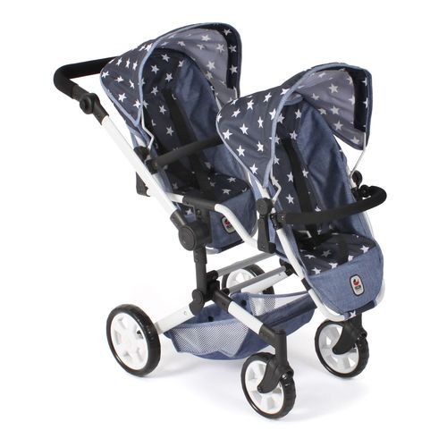 Poussette De Poupée Linus Duo Bleu Étoiles