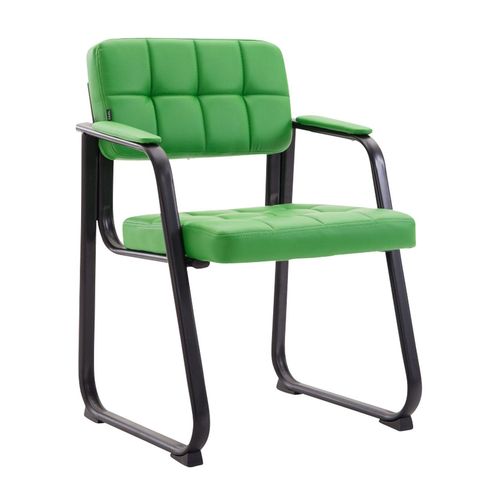 Chaise Visiteur Fauteuil De Bureau Sans Roulette Synthétique Vert Bur10227