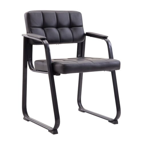 Chaise Visiteur Fauteuil De Bureau Sans Roulette Synthétique Noir Bur10230