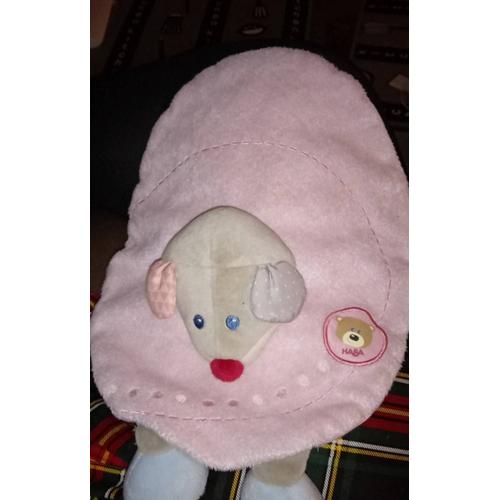 Doudou Plat Rond Souris Rose Haba