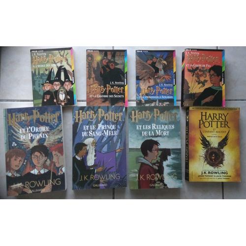 HARRY POTTER collection complète livres tome 1,2,3,4,5,6,7 et 8 (4 au  format poche et 4 au grand format.